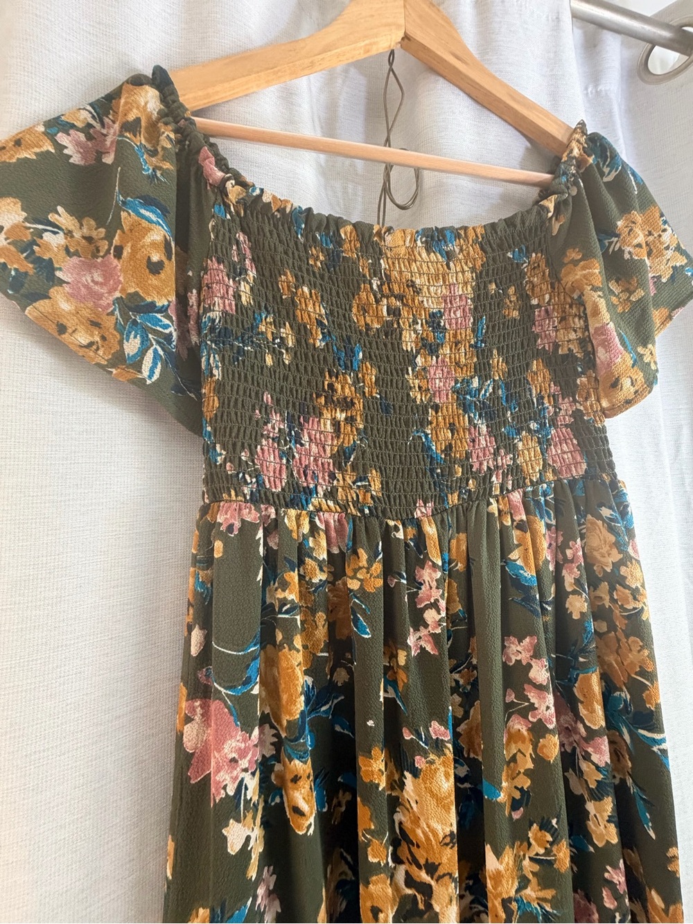 Xhilaration Olive Green One-Shoulder Floral Maxi Dress - Picture 5 of 10